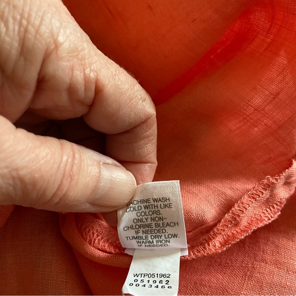 J. Jill Love Linen Coral Long Sleeve Blouse / Shirt XS Petite - 100% Linen NWOT - Picture 8 of 9